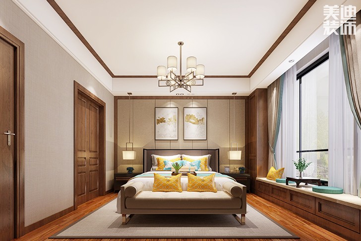君悦天下新中式装修案例图--卧室