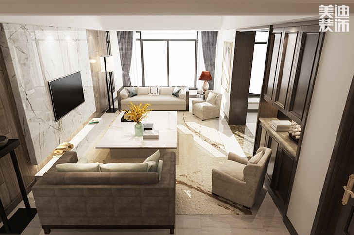 桃花源里145㎡简约风装修效果图--客厅