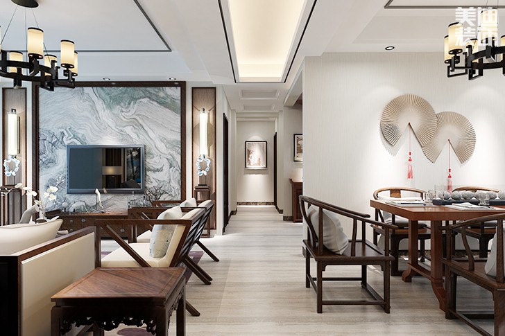 云顶天阙新中式装修效果图--客厅