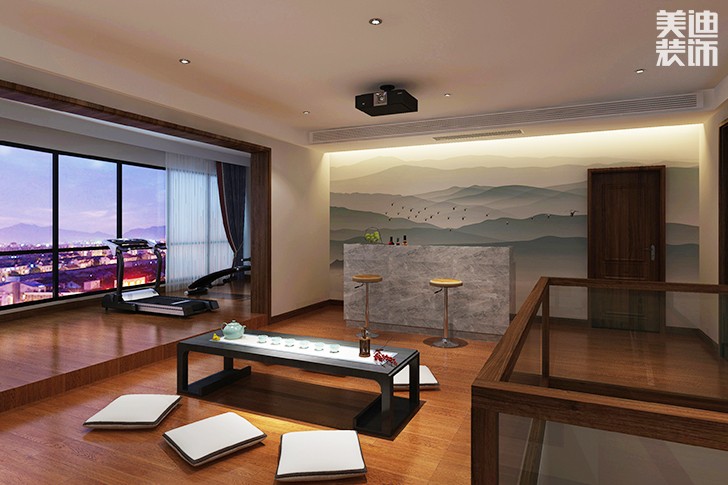 电力新村260㎡新中式装修效果图--茶室