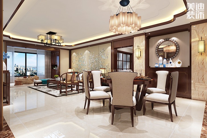 碧桂园新中式装修效果图--客厅