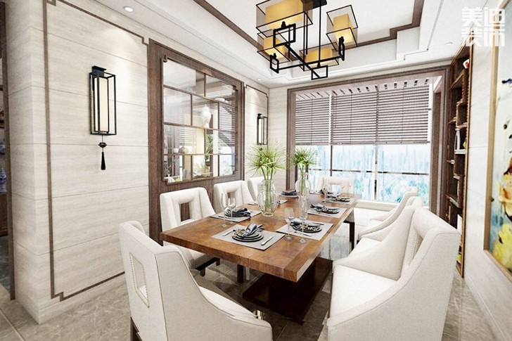 御景东方138㎡新中式装修效果图-餐厅