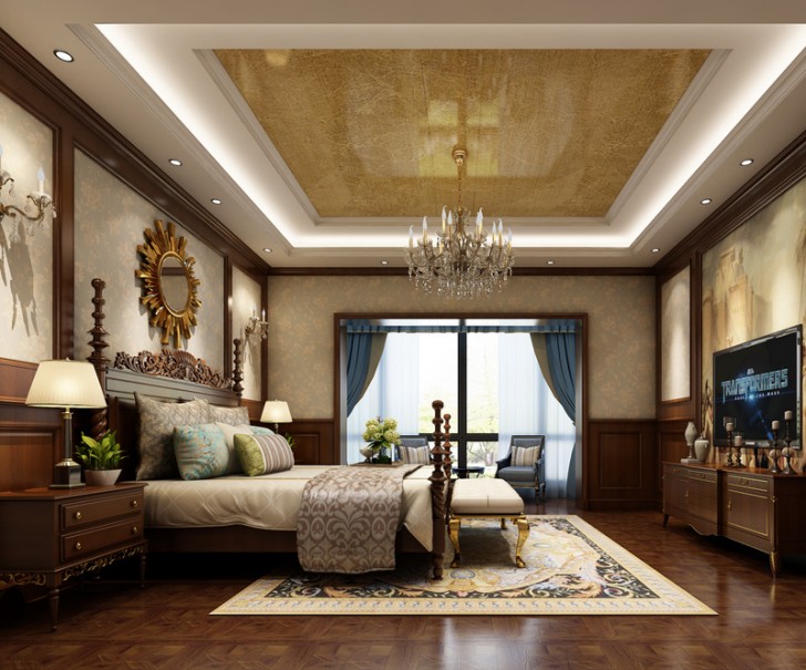醴陵自建别墅240平方米欧式古典效果图展示-卧室