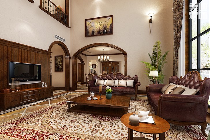 北欧小镇150平米欧式风格装修效果图--客餐厅