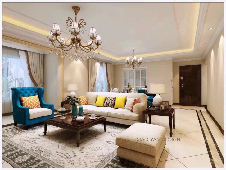 米兰春天118平简欧实拍展示-客厅