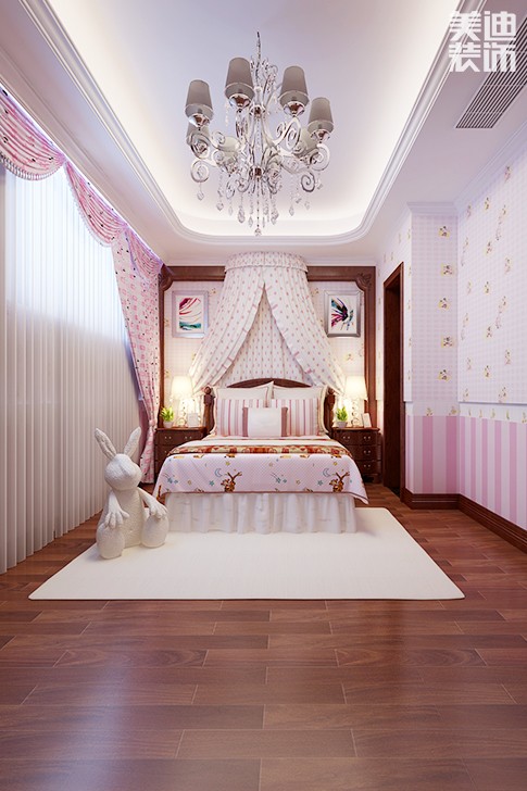 恒大华府复式楼200平新中式效果图--女孩房2
