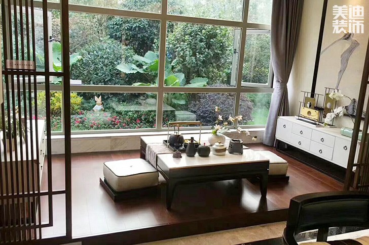 梓湖观邸120㎡新中式装修效果图-茶室