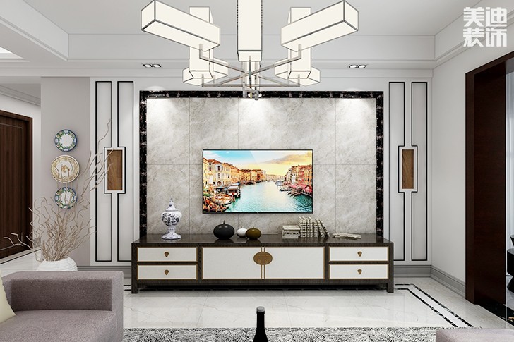 南坪花苑113㎡简约风装修效果图--客厅