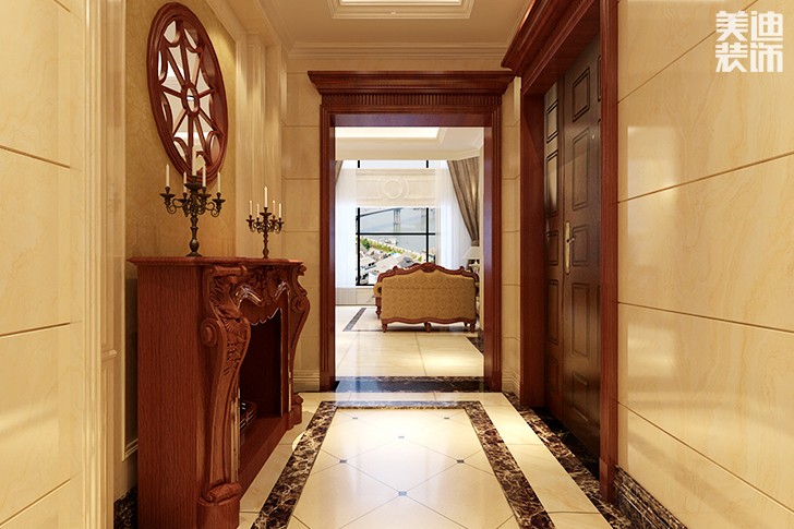 恒大华府复式楼200平新中式效果图--门厅01
