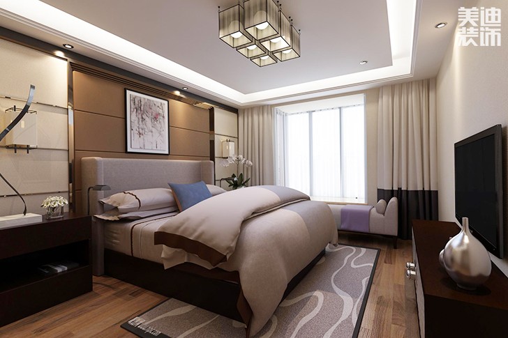 御景东方138㎡新中式装修效果图-卧室