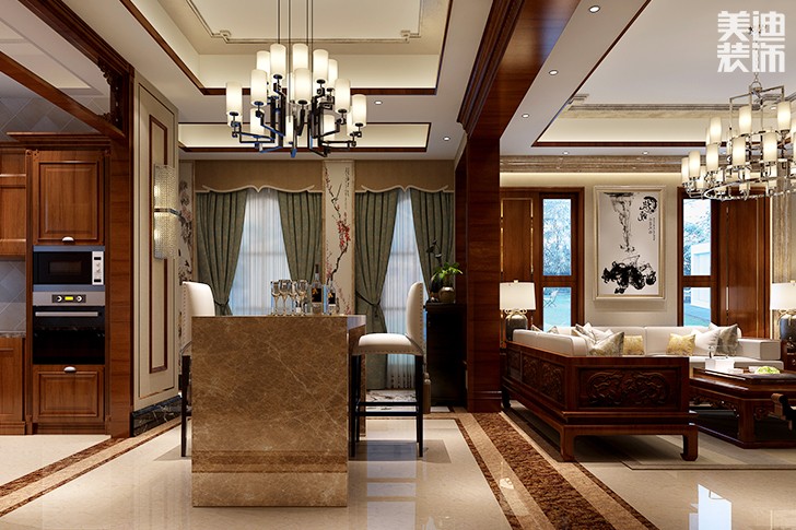 碧桂园240㎡新中式装修效果图--客厅