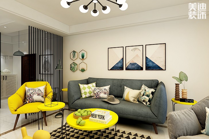 尊德天城86㎡简约风装修效果图--客厅