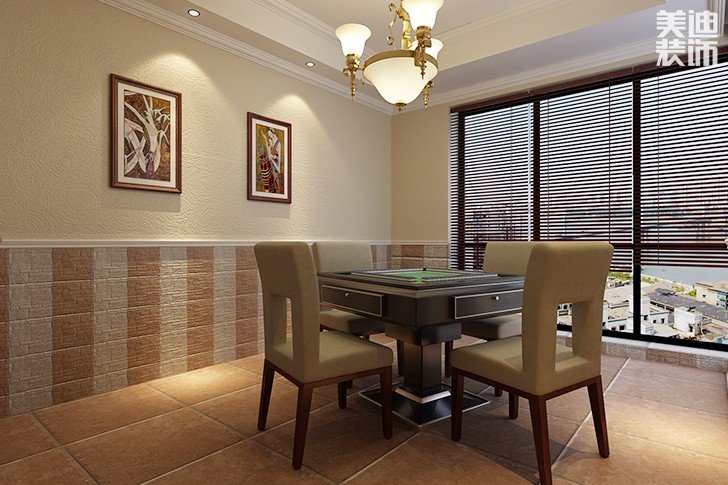 恒大华府复式楼200平新中式效果图--棋牌室