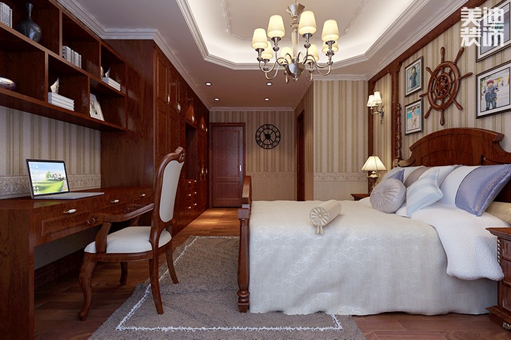 恒大华府复式楼200平新中式效果图--男孩房01