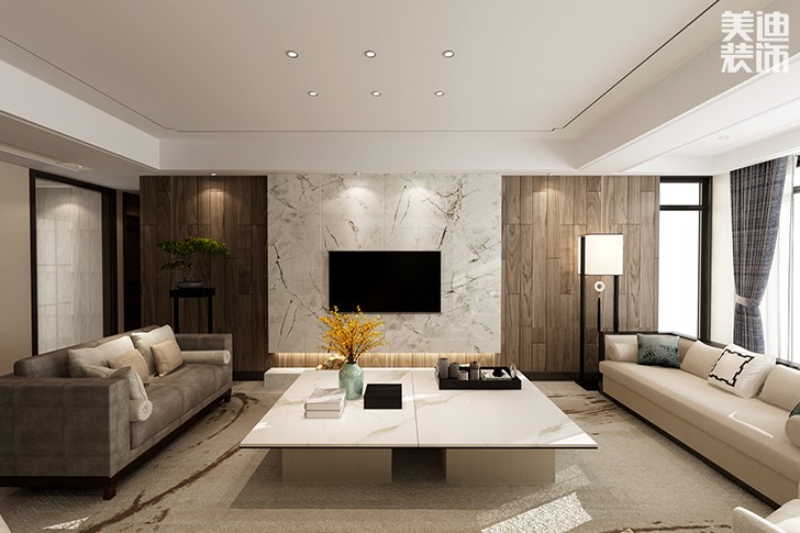 桃花源里145㎡简约风装修效果图--客厅