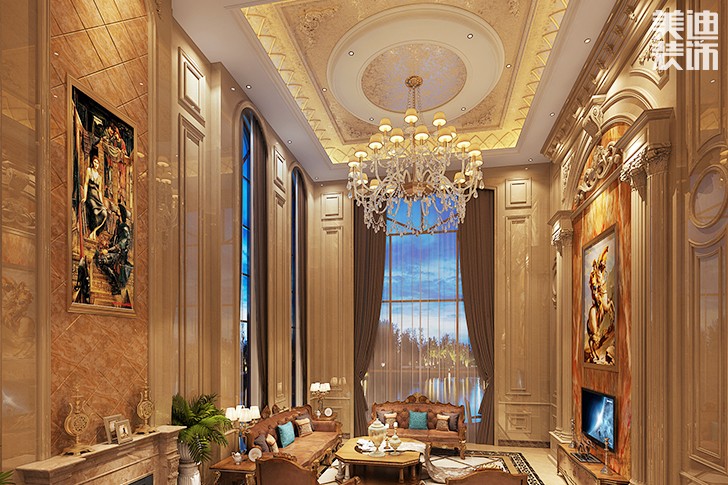 水映加州欧式风格装修案例图--客厅