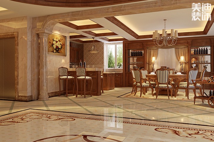 洞天一品美式风格装修案例图--餐厅