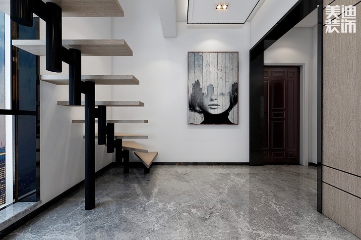 勤诚达新界110平米现代风格案例效果图--过道