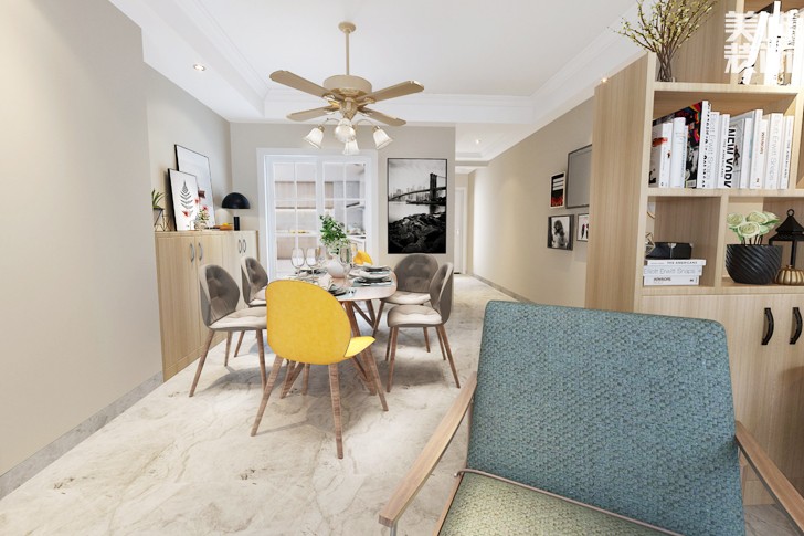 又一城96平米阳光北欧风格案例效果图--餐厅