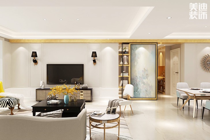 北辰三角洲110平米小美风格案例效果图--客厅