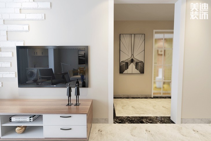 又一城96平米阳光北欧风格案例效果图--过道