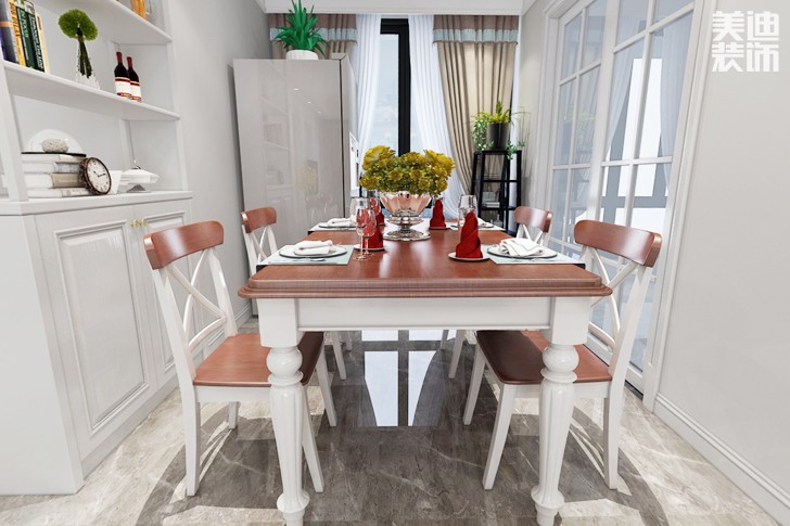 明发国际城115平米美式田园风格案例效果图--餐厅