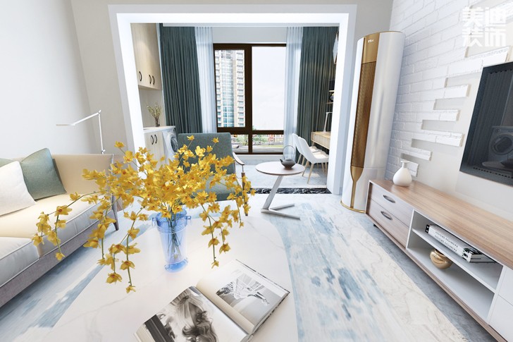 又一城96平米阳光北欧风格案例效果图--客厅