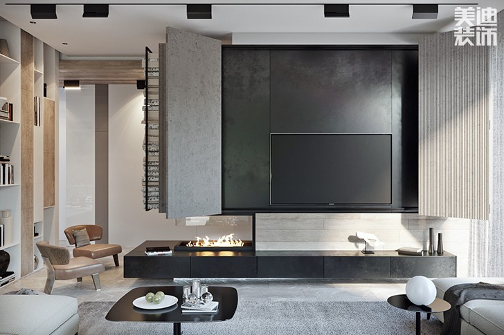 花明楼自建房132平米现代简约风格-客厅