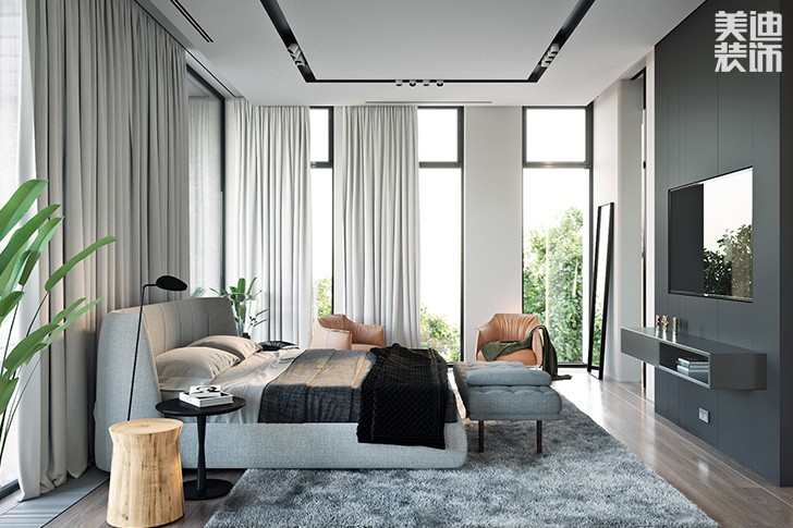 花明楼自建房132平米现代简约风格-卧室