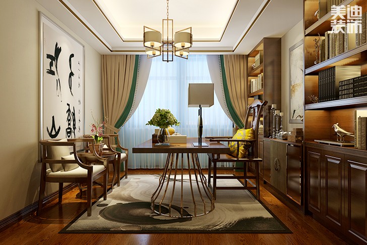 湘江一号180平米后现代风格实景图-书房