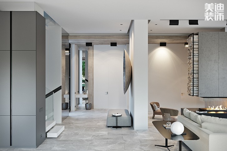 花明楼自建房132平米现代简约风格-客厅