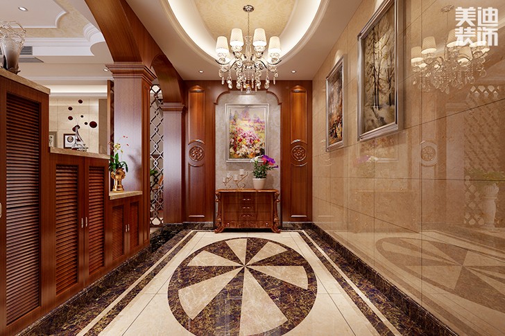 花明楼360平米美式混搭案例效果图--玄关