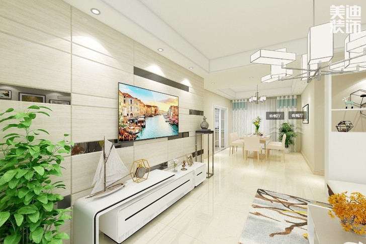 碧桂园.十里江湾120平方现代风格案例效果图-客厅