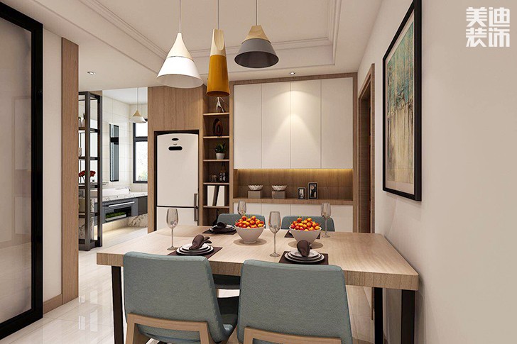 三一翡翠湾90平简约装修案例图--餐厅