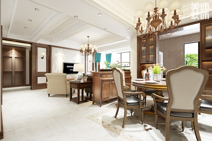 德景园125平新中式装修案例图--餐厅