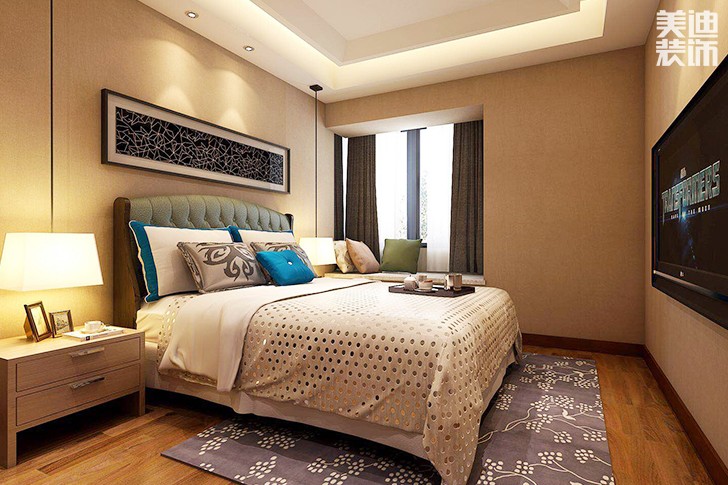 三一翡翠湾90平简约装修案例图--卧室