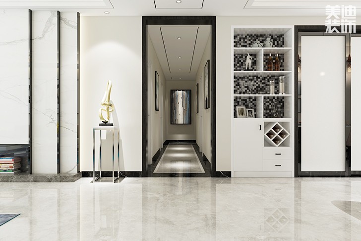 天鹅湾140平简约装修案例图--过道