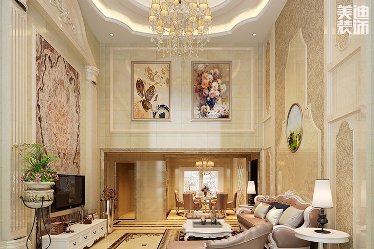 盛翠260平米欧式混搭风格案例图--客厅