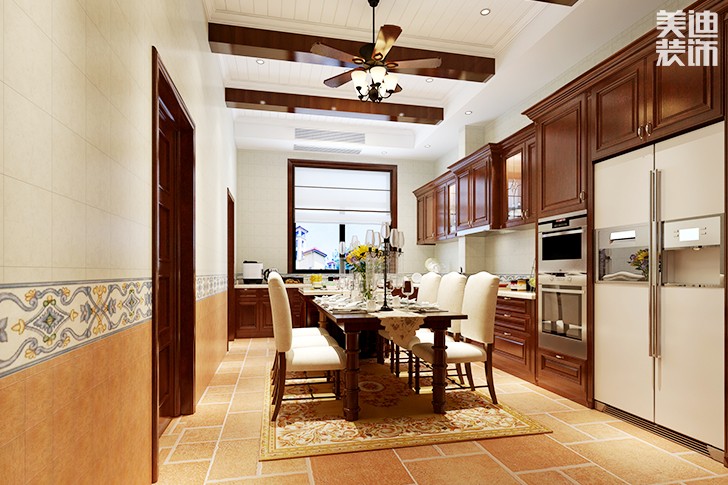 岳阳美浓小镇300平别墅欧式装修风格效果图--餐厅