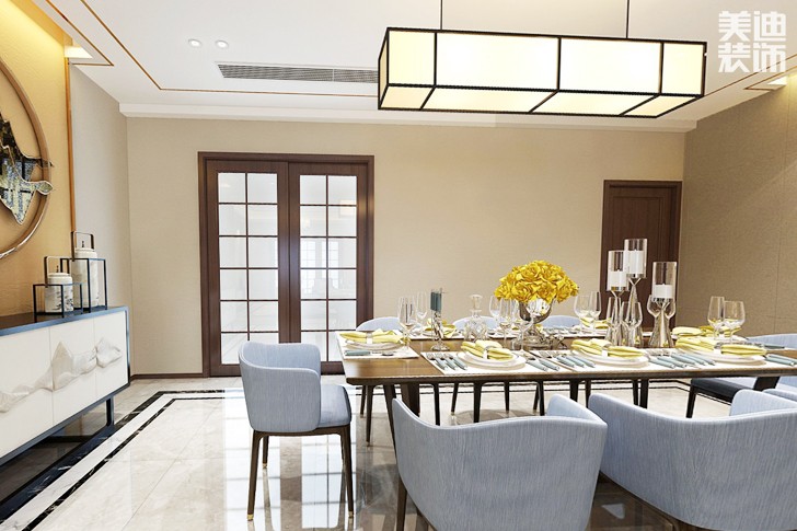 君临上海湾155平米新中式风格装修效果图--餐厅