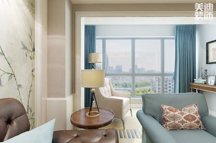 梓山湖新世界320平米美式风格装修效果图--客厅