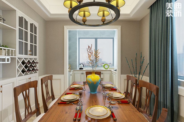 梓山湖新世界320平米美式风格装修效果图--餐厅