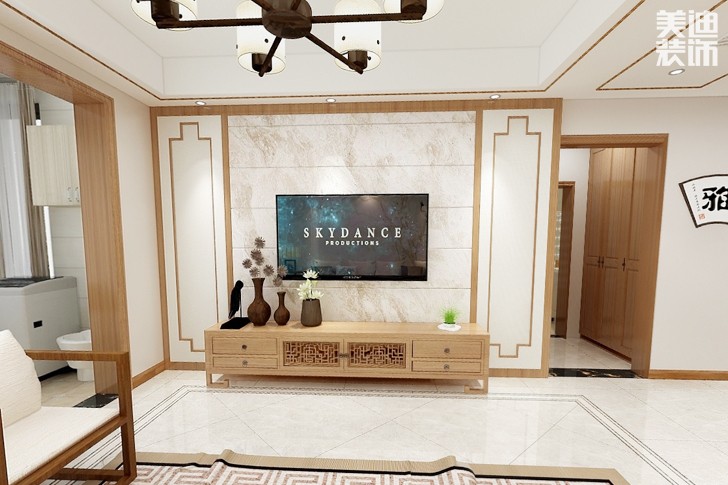 金裕庄园120平米新中式风格装修效果图--客厅