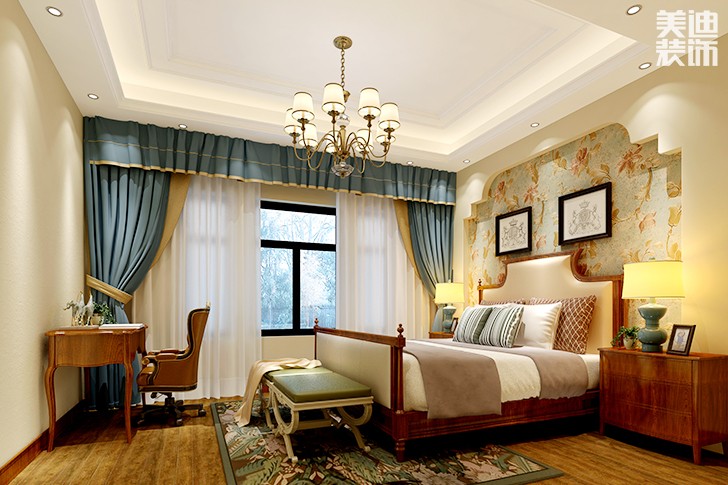 岳阳美浓小镇300平别墅欧式装修风格效果图--3楼次卧