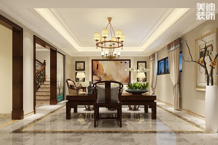 岳阳美浓小镇300平别墅欧式装修风格效果图--地下室