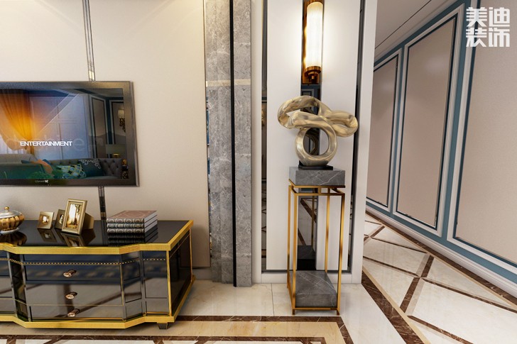 金安景园142平米美式风格装修效果图--客厅