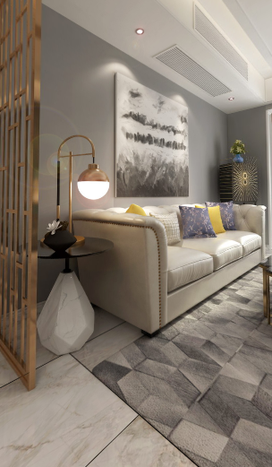 神憩乾珑106㎡北欧风装修案例图--客厅