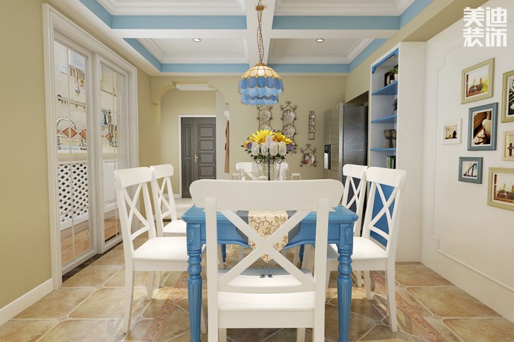华夏怡园134平米地中海风格案例图--餐厅