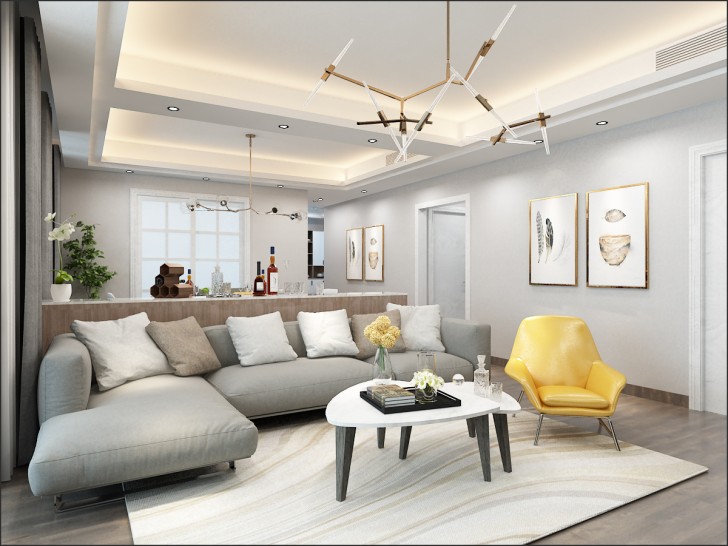 湘域中央花园139㎡现代风格装修案例图--客餐厅