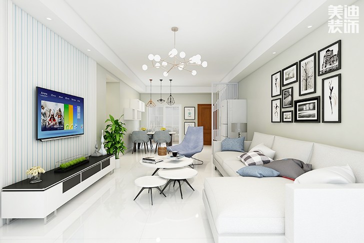吉利雅居120平米现代简约风装修效果图--客厅